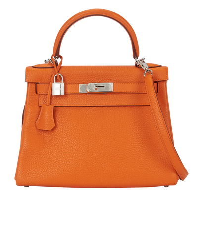 Kelly 28 in Orange Togo Leather, front view